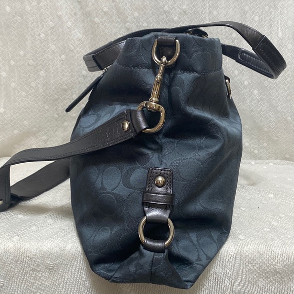 *SOLD*Coach Ashley Signature CC Sateen With Leather Satchel In Charcoal Metallic - Picture 9 of 15